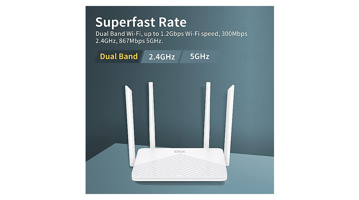 DBIT AC1200 Dual Band WiFi Router for Fast, Stable Internet