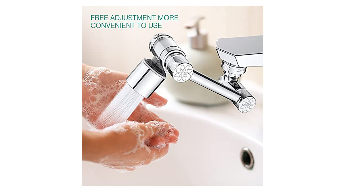 1080° Rotating Faucet Extender – 2-Pack, Splash Filter Aerator With 2 Water Modes, Universal Thread, For Bathroom Sink, Kitchen, Hair Rinsing, Pets