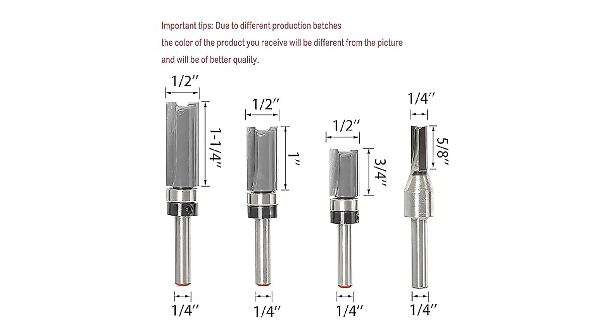 9PCS Carbide Tipped Flush Trim Router Bits Set