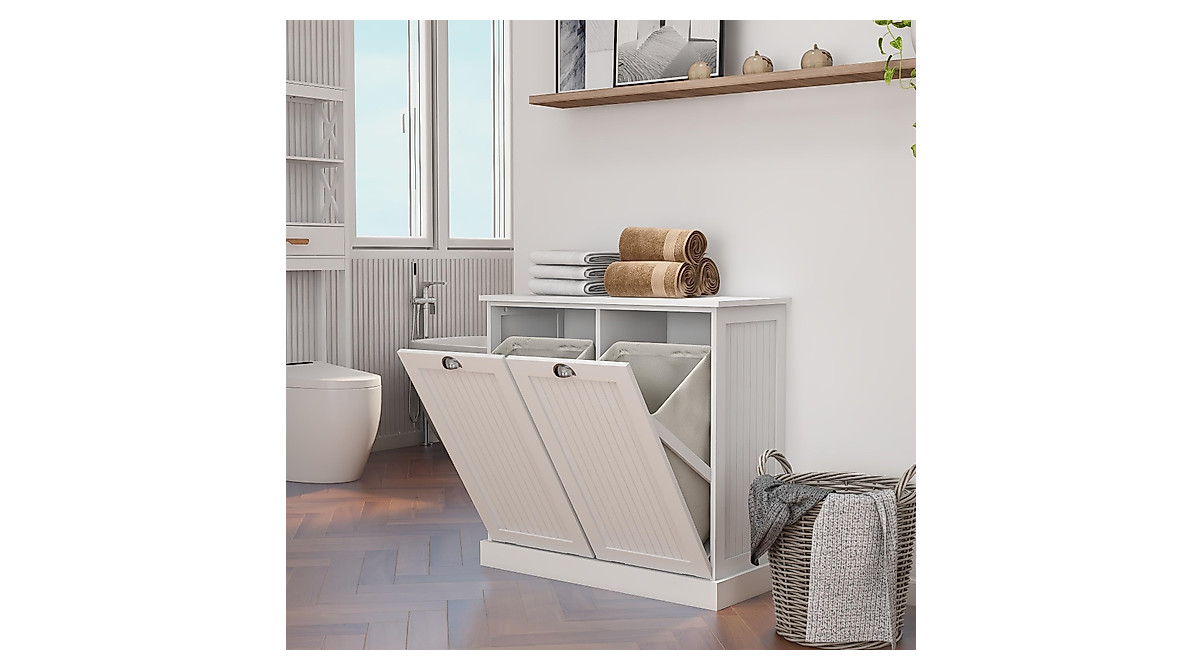RASOO Double Tilt Out Trash Cabinet - Space-Saving Laundry Sorter