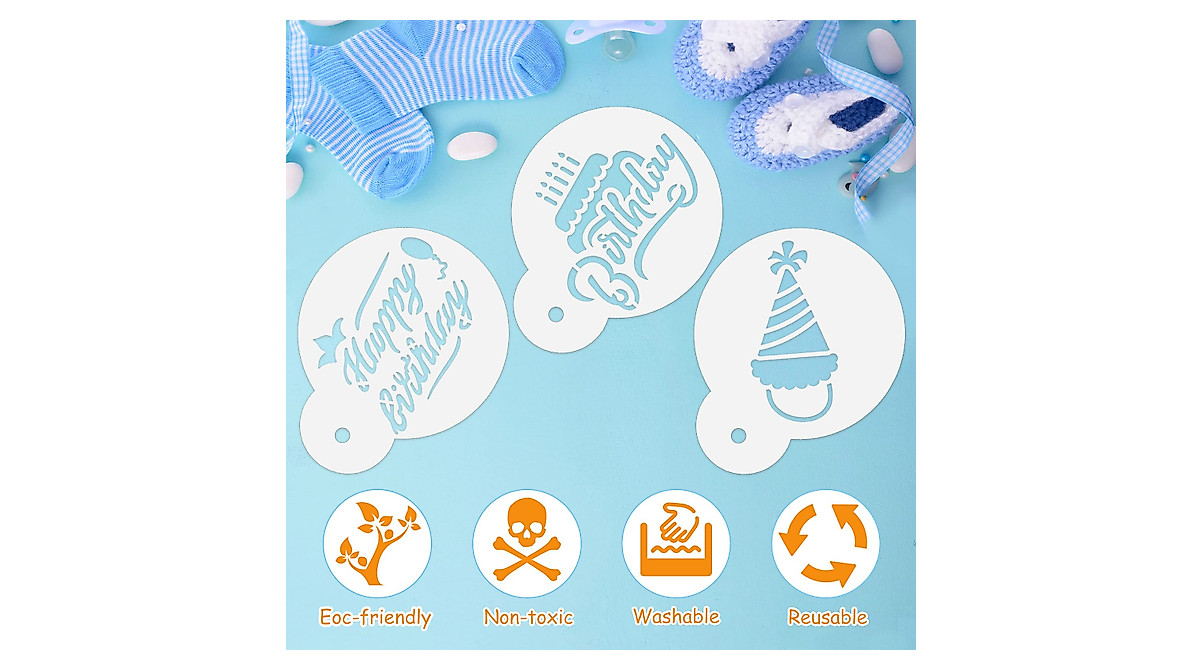20Piece Birthday Cake Stencil Templates for Baking & DIY Decor