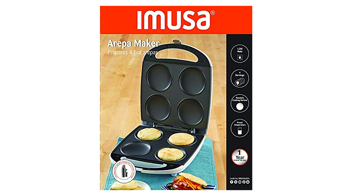 IMUSA USA 4-Slot Electric Arepa Maker for Perfect Breakfasts