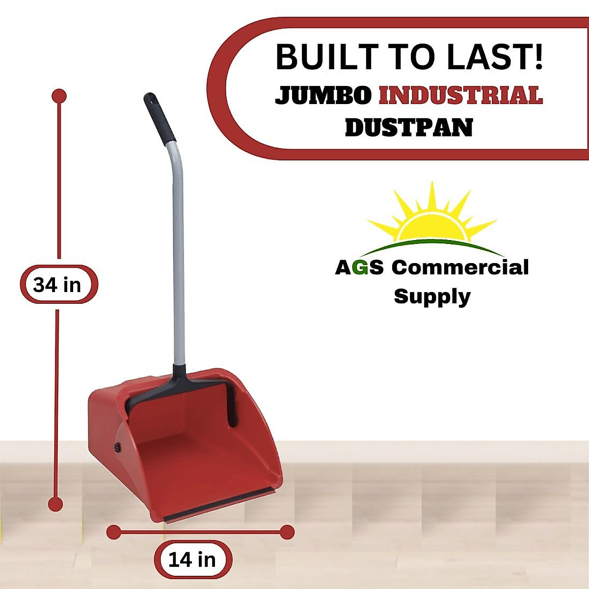 AGS Commercial Dust Pan Pack - Heavy Duty Large Dust Pans for ...