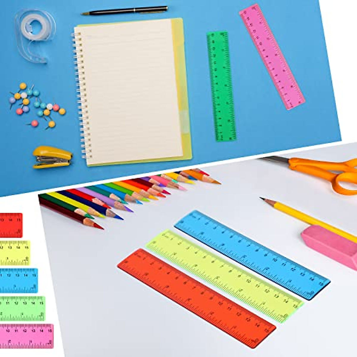 50 Pcs Clear 6 Inch Rulers for School & Office