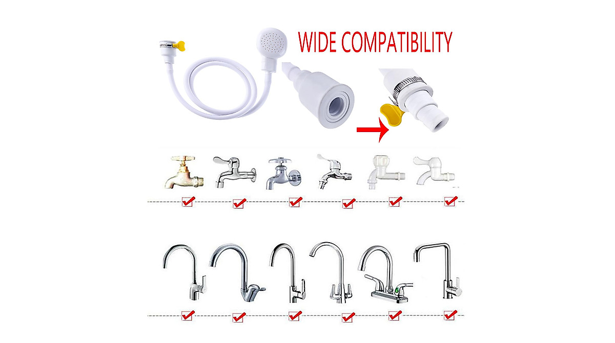 Swanliss Sink Sprayer Hose Attachment – 78.74 Inch, Plastic Rubber, White, Attaches To Round Faucets, Portable Shampoo Sprayer For Bath, Baby, Dog Washing, And Hair Rinsing