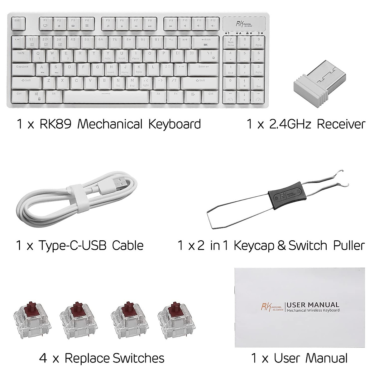 RK Royal Kludge RK89: 85% Triple Mode Mechanical Keyboard