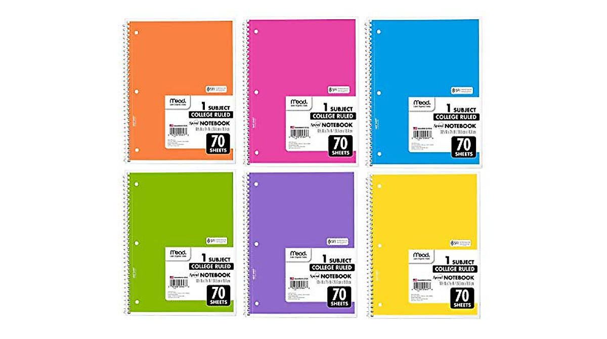 Mead Spiral Notebook Pack of 18 - Pastel School Notebooks