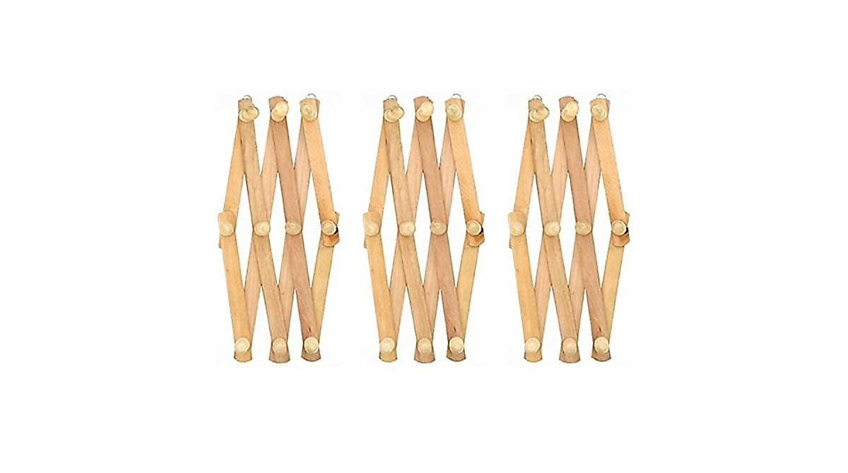 Home Aide Expandable Wooden Wall Peg Rack - 10 Versatile Hooks