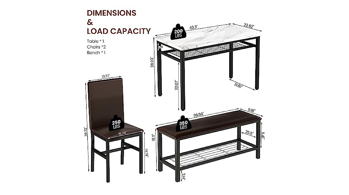 Lamerge Faux Marble Dining Table Set for 4 - Compact & Modern