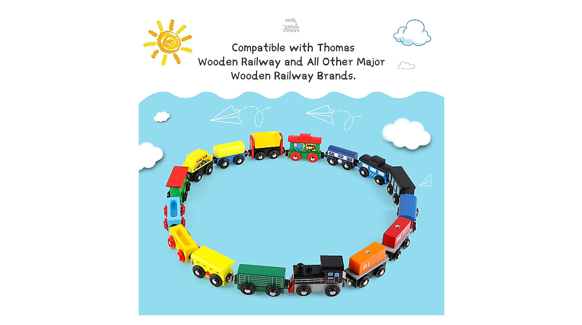 Shop the Wondertoys Wooden Train Set - 16 PCS Magnetic Fun