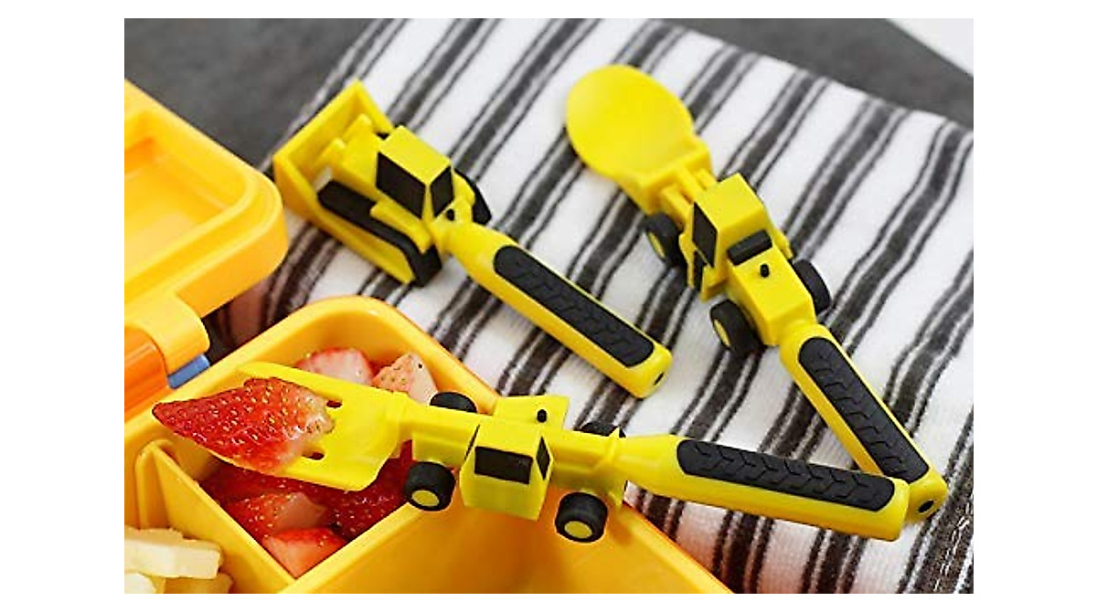 Construction Utensil Set for Toddlers Made in USA - Fun & Safe Eating