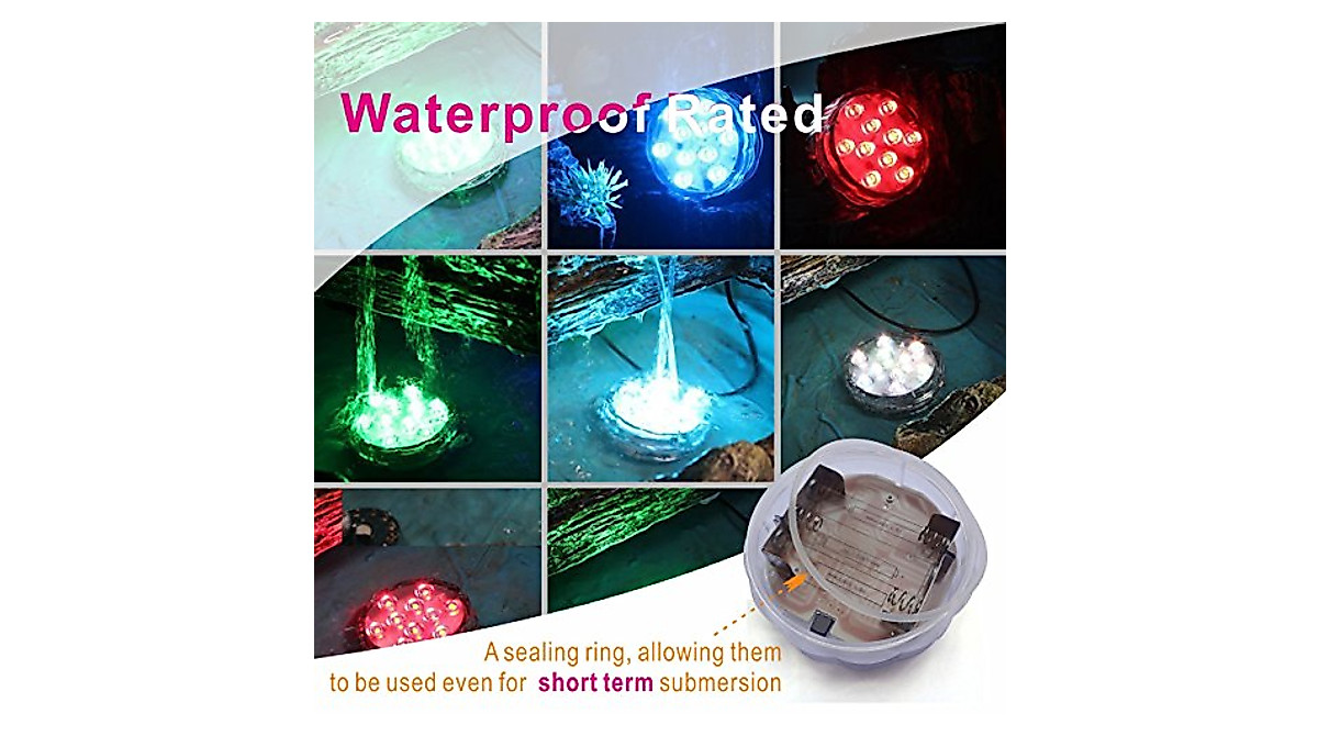 Durawell Color Changing Submersible LED Lights - 13 Colors & Modes