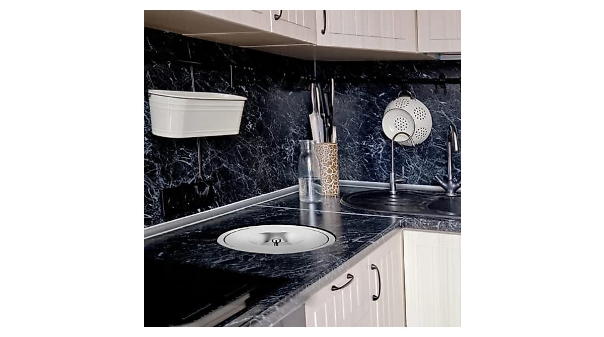 8L Built-in Kitchen Trash Can with Stainless Steel Lid