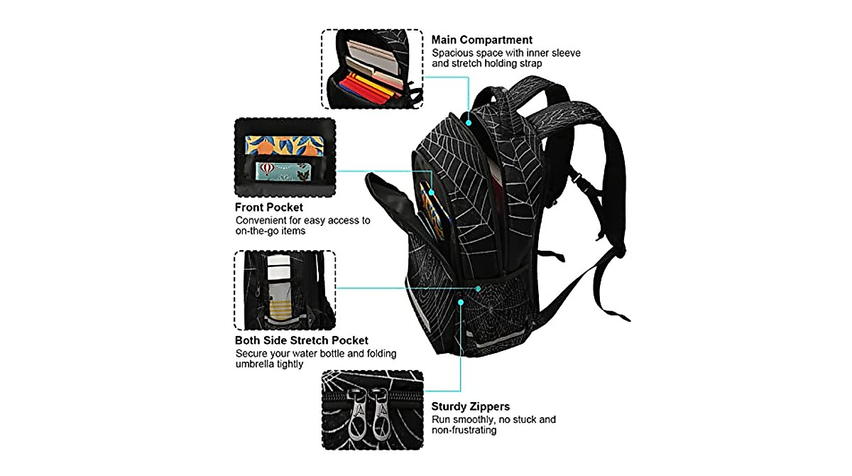 Vozoza Spider Web Backpack for Kids - Lightweight & Stylish