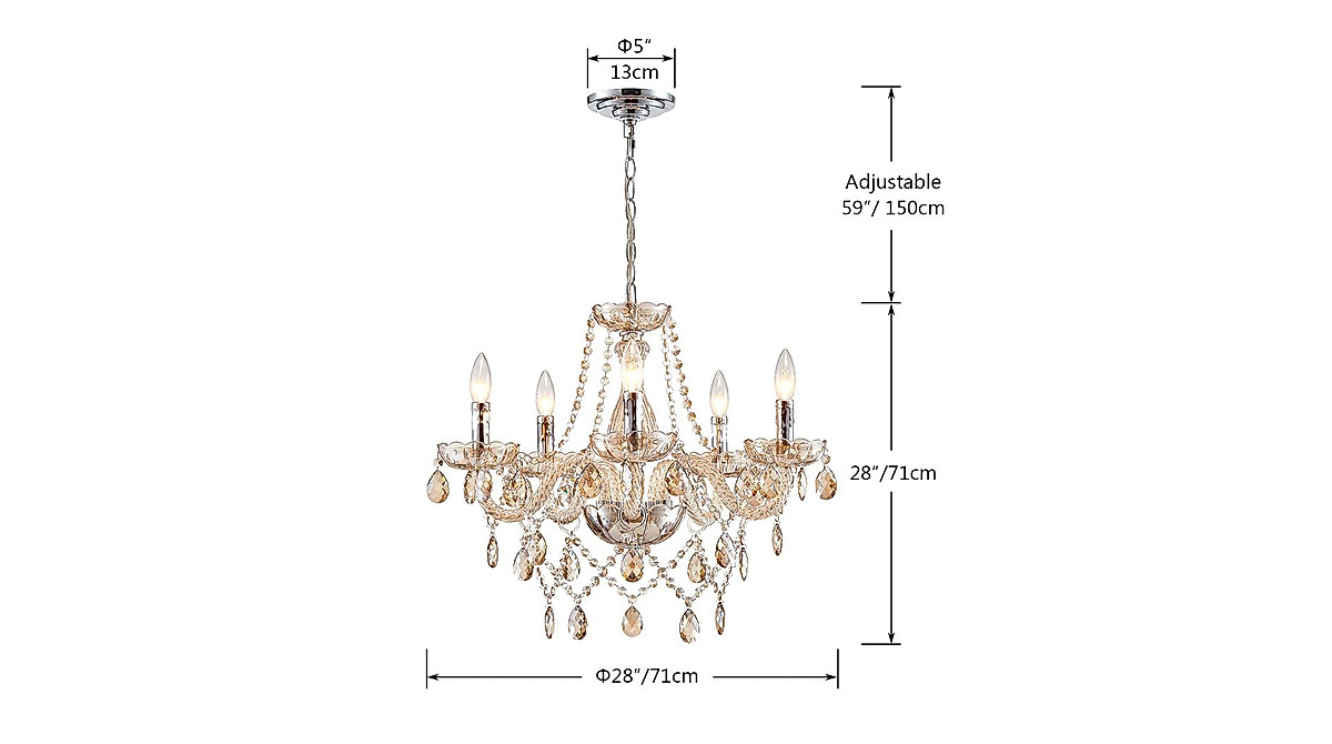 Elegant Saint Mossi 5 Light Crystal Chandelier