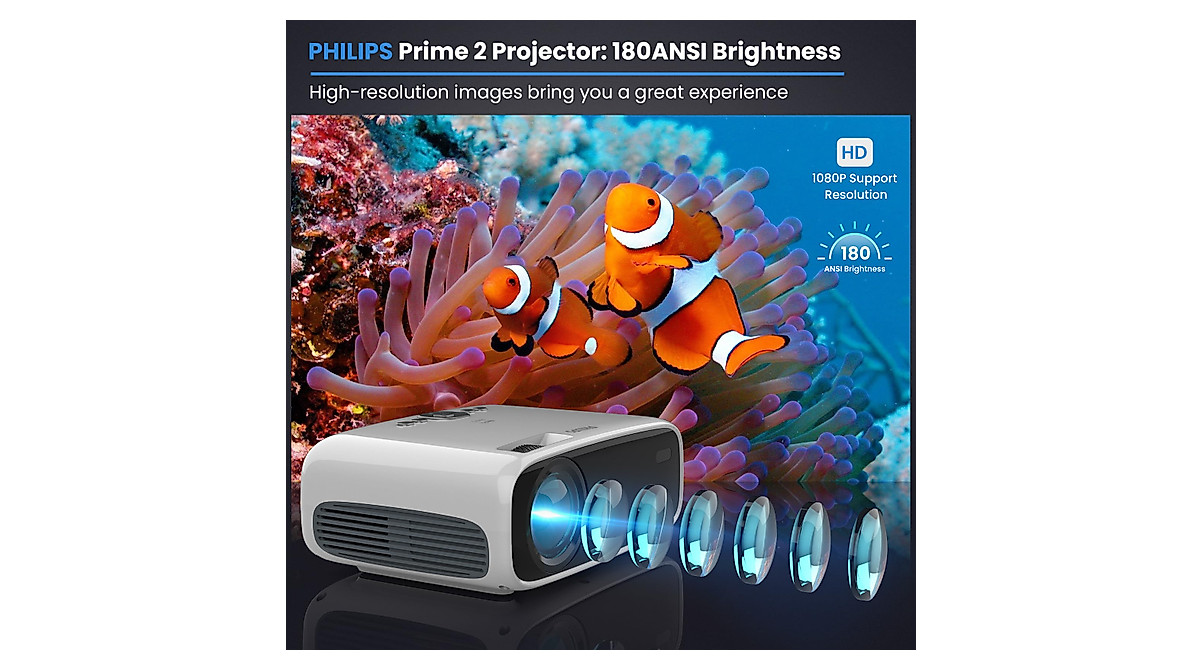 Philips Android TV Projector with 4K, Built-in Apps & 5G WiFi