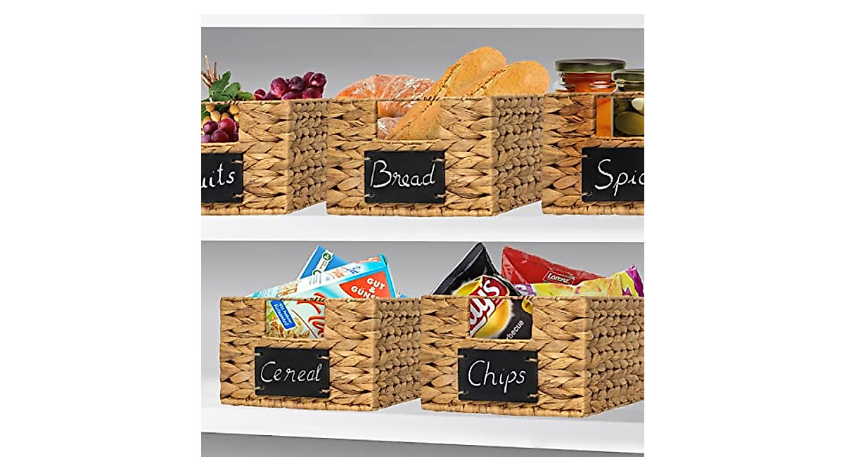 BARIEN 6-Piece Water Hyacinth Storage Baskets for Home & Office