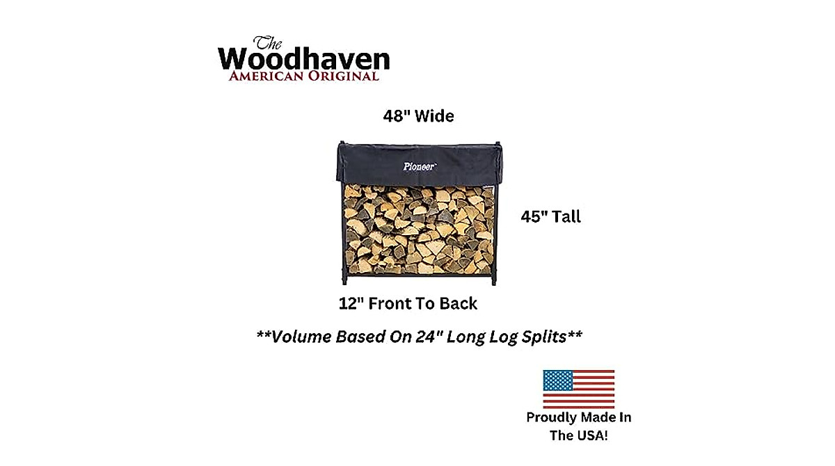 Woodhaven Firewood Rack with Cover – Perfect for Fire Pits & Indoor Use