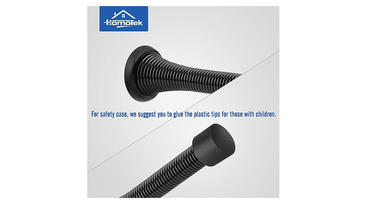 HOMOTEK 12 Pack Black Spring Door Stops – Heavy-Duty Wall & Door Protection