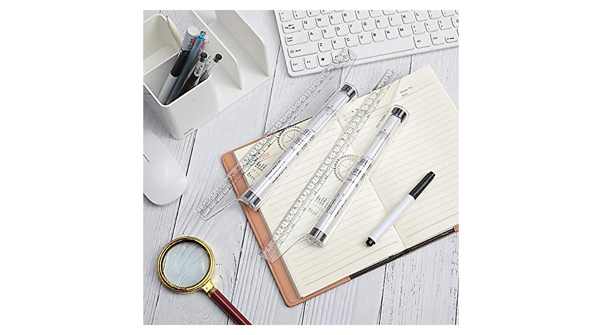 Precise 12-Inch Plastic Measuring Rolling Ruler Set - Ultimate Drawing Tool