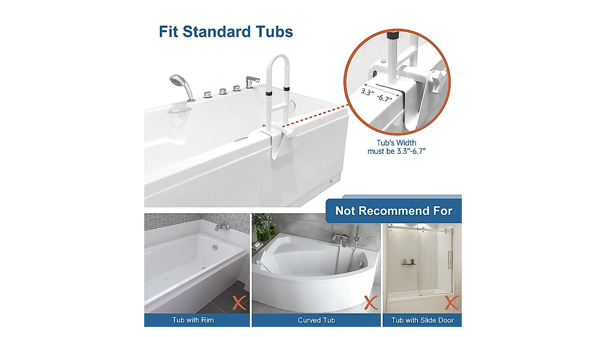 HEPO Adjustable Grab Bars for Elderly Bathroom Safety
