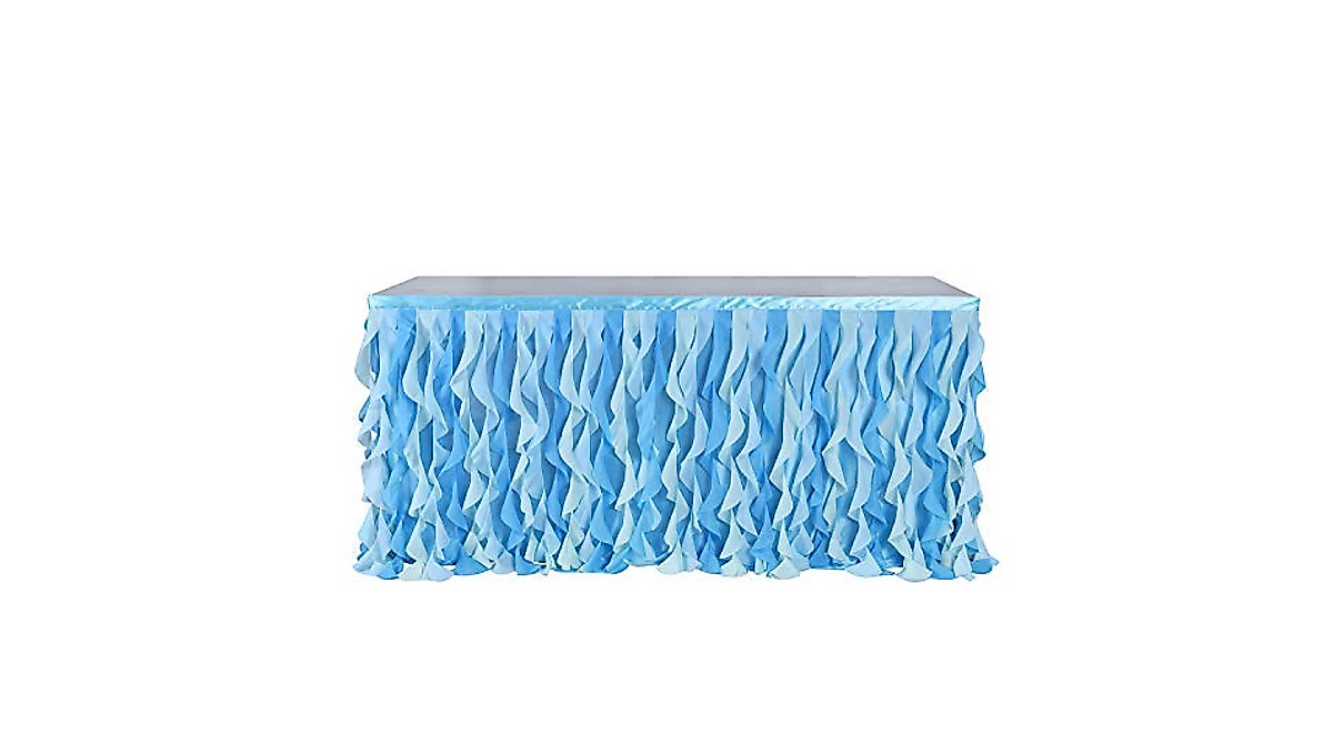 Elegant Ocean Blue Tulle Table Skirt for Your Parties