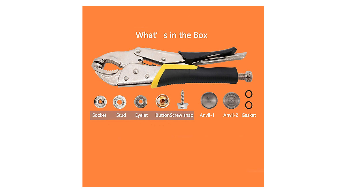 Heavy-Duty Snap Fastener Pliers (Adjustable Setter, 2 Interchangeable ...
