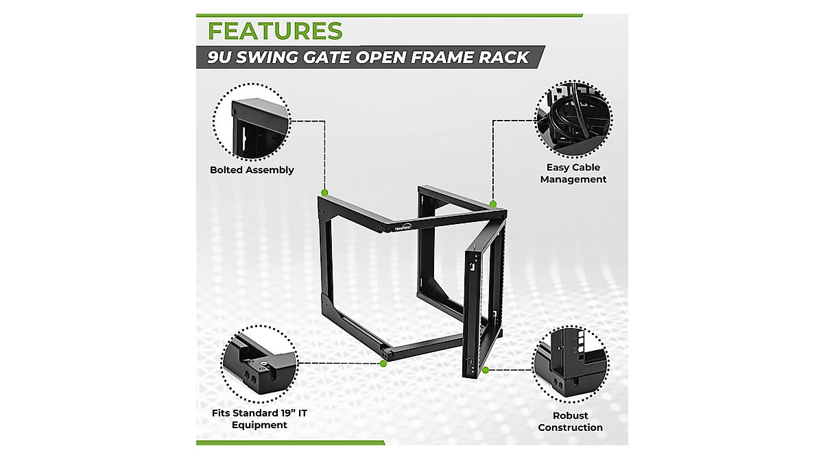 NavePoint 9U Wall Mount Server Rack | Swing Gate for Easy Access