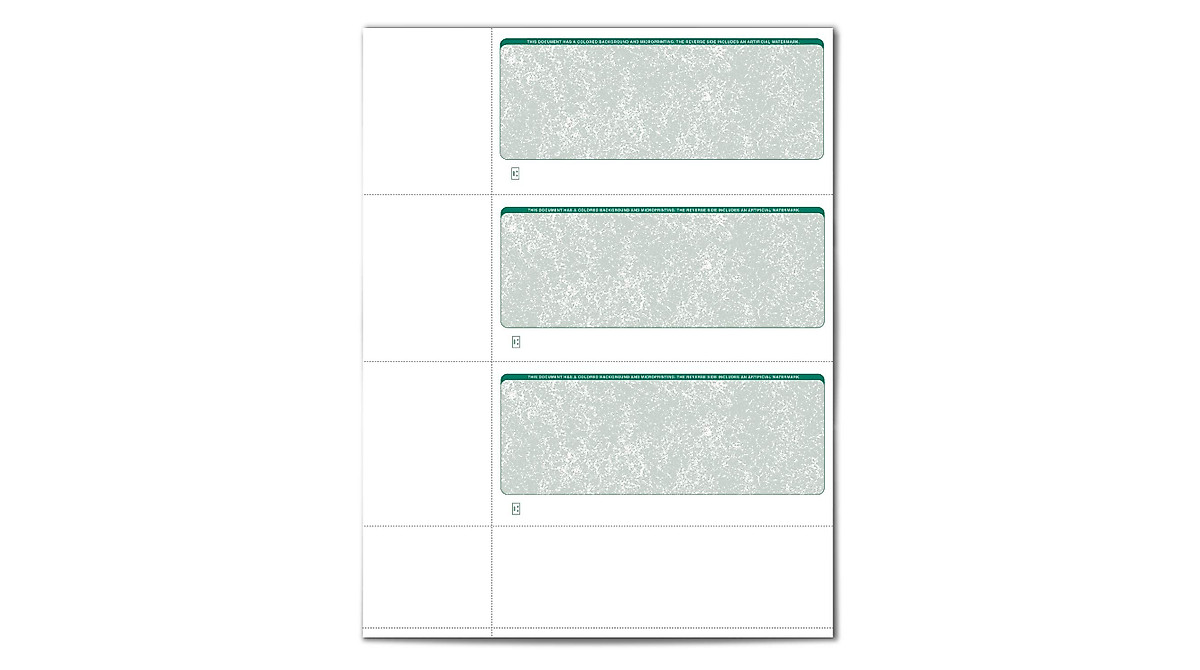 VersaCheck Secure Checks - 750 Blank Wallet Checks Green Classic