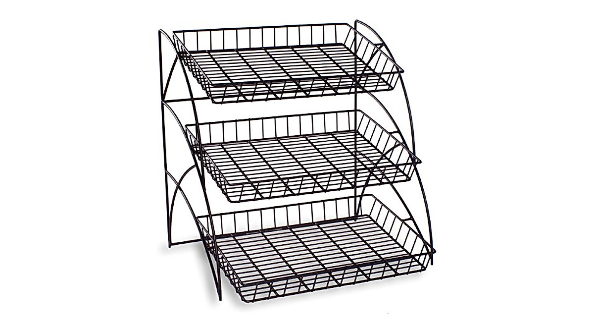 3-Tier Wire Shelving Display Rack - Space-Saving Black Organizer