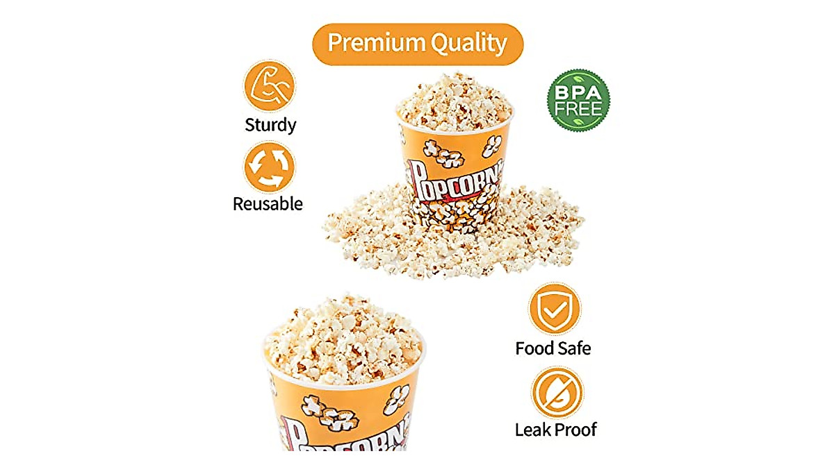 RAYMEA Retro Plastic Popcorn Containers - 5 Pack