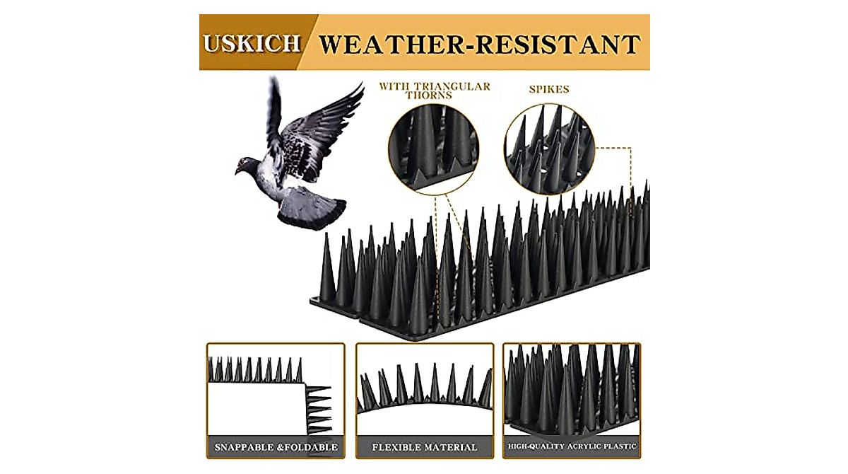USKICH Bird Deterrent Spikes - 42.3ft Outdoor Defense