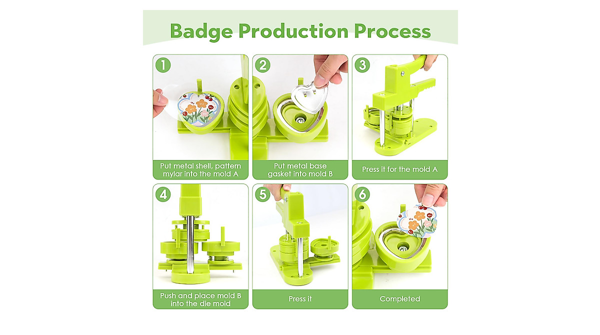 Heart Shaped Button Maker 58MM Interchangeable Die Mold for Custom ...