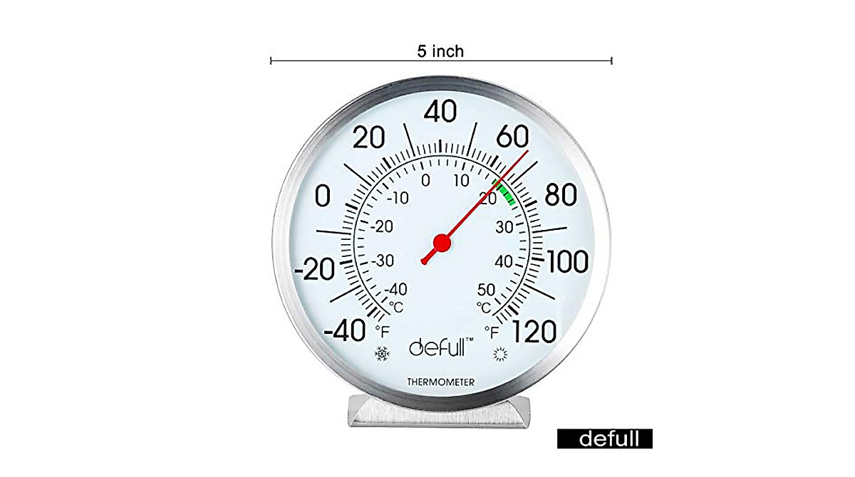 Indoor Outdoor Thermometer - 5 Inch Stainless Steel Weather Dial
