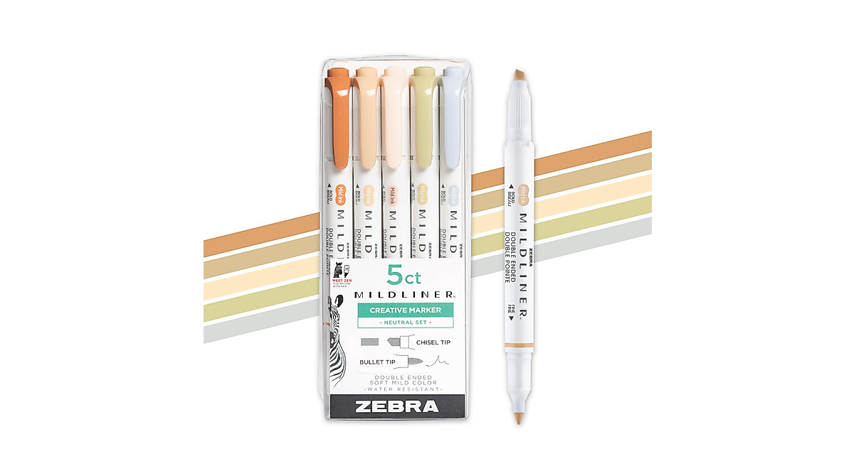 Zebra Pen Mildliner Double Ended Highlighters - Neutral Vintage Colors