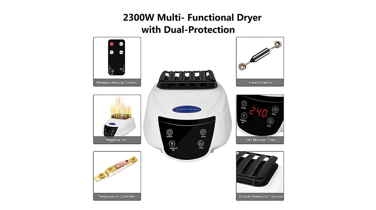 Electric Clothes Dryer - Remote Control & Timer