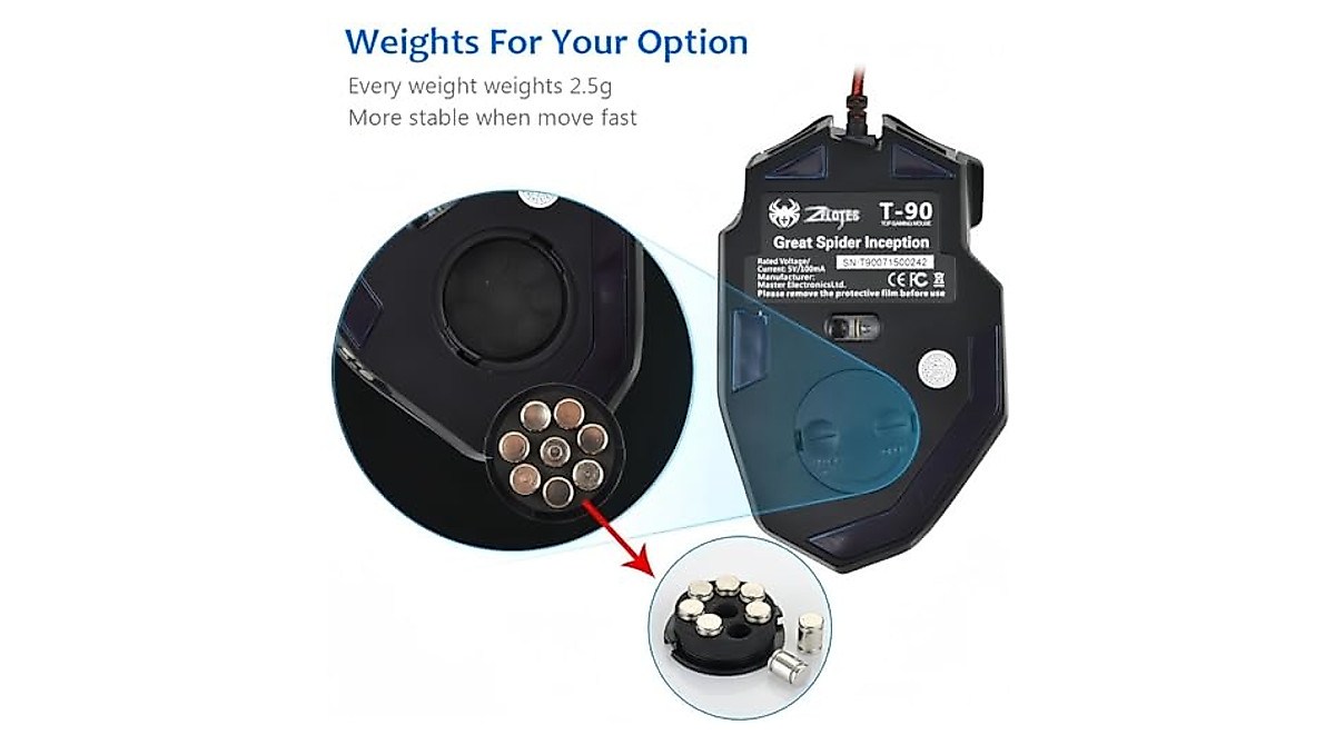 Zelotes T90 Gaming Mouse - 9200 DPI, 8 Buttons
