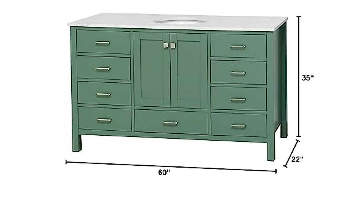 Kitchen Bath Collection Horizon 60-Inch Vanity with Carrara Top | Sage ...