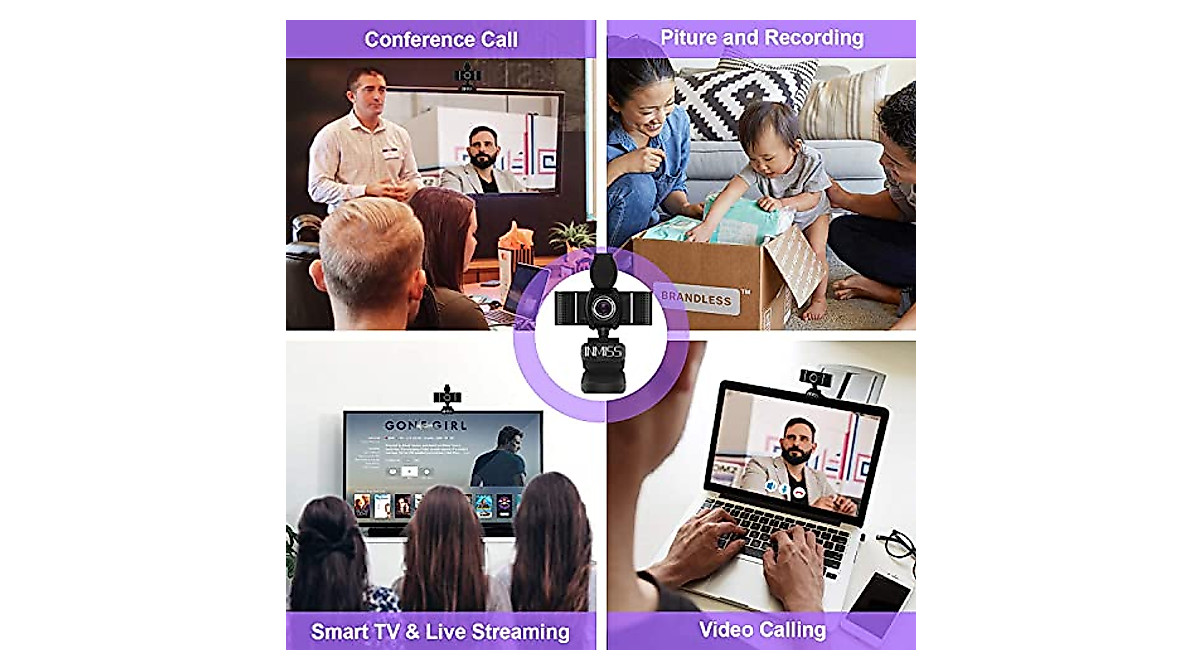 Full HD 1080P Webcam with Microphone & Tripod