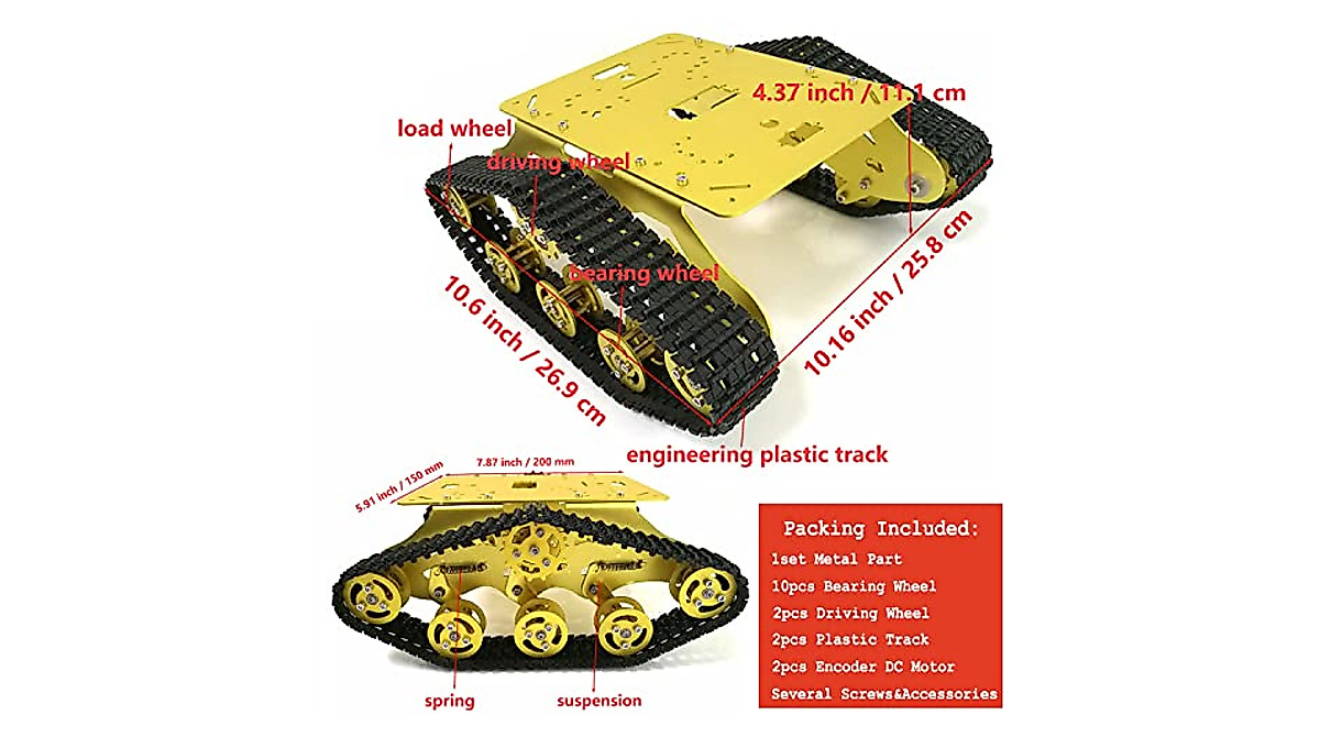 Swaytail TS300 Shock Absorption Robot Tank Chassis for Arduino ...