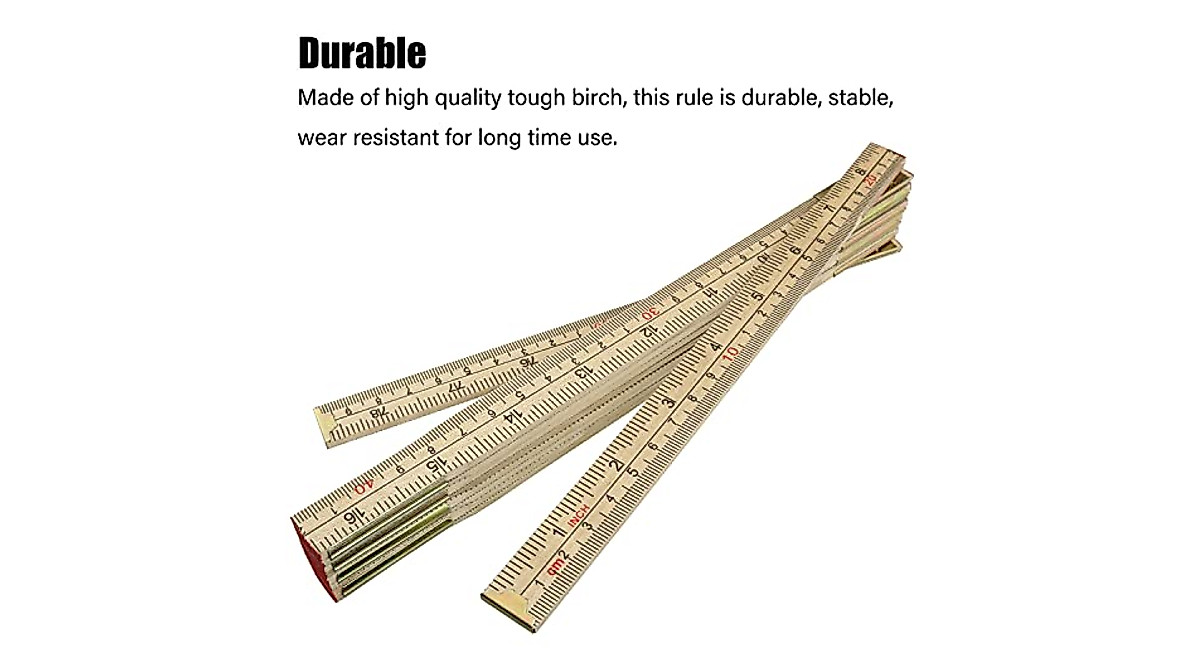 Folding Wood Ruler - 6 FT with US & Metric Measurements