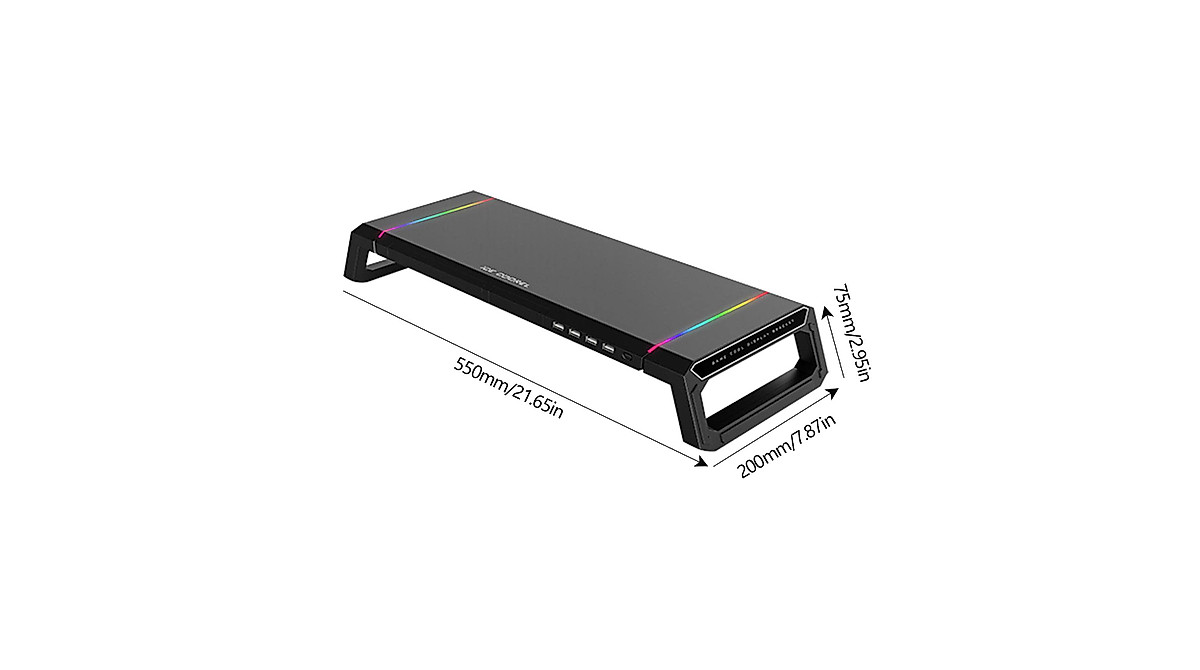 Ergonomic RGB Monitor Stand Riser with USB Hub & Storage