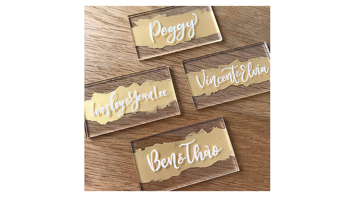 25 Pcs Clear Acrylic Wedding Place Cards, Blank Rectangle Acrylic Name ...