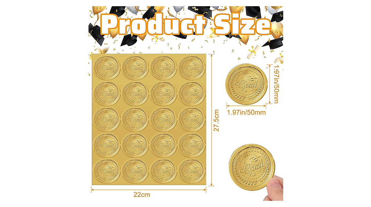 Elevate Diplomas: 200 Gold Embossed Graduation Seals