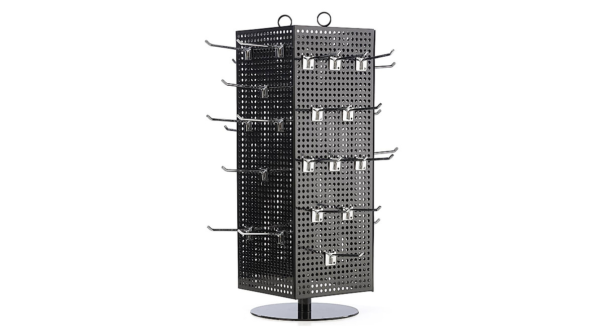 Displays2go Magnetic Counter Pegboard Spinner Rack - 28 Inch Black Steel