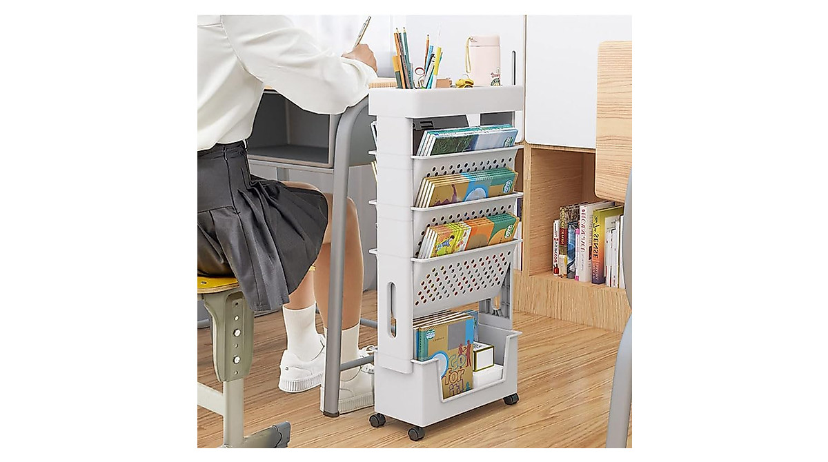 Shopants 5-Tier Rolling File Cart for Organizing Classroom & Office