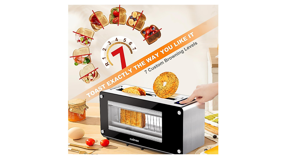 CUSIMAX 2 Slice Toaster with Clear View Window