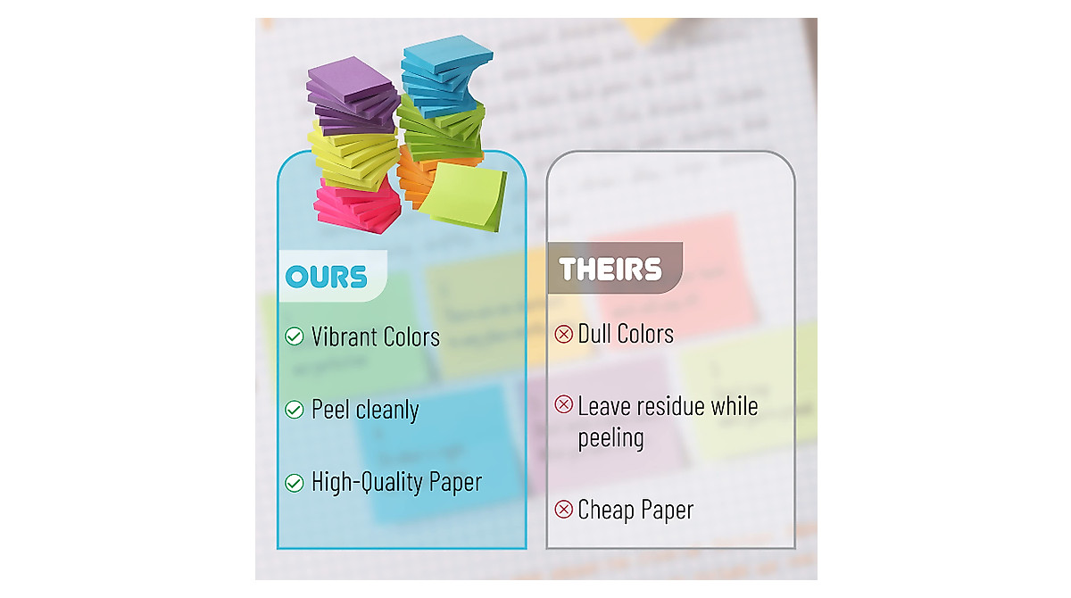 Mr. Pen Neon Sticky Notes Pack - 36 Pads for Colorful Organization