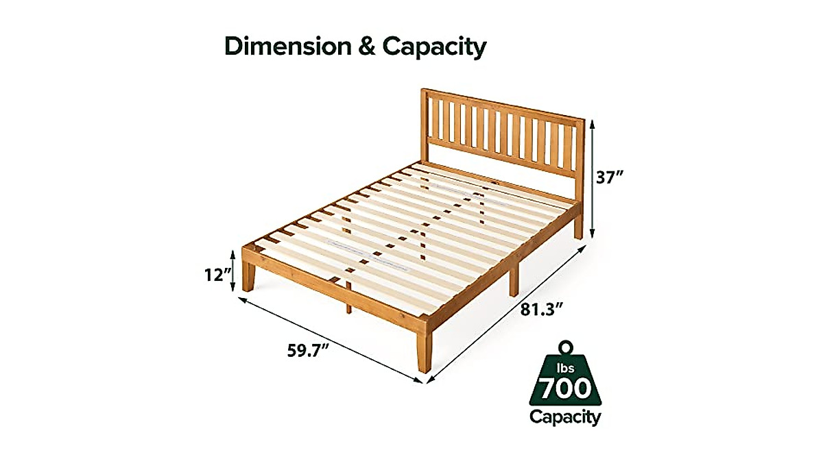 ZINUS Alexia Wood Bed Frame with Rustic Pine Support - Easy Assembly
