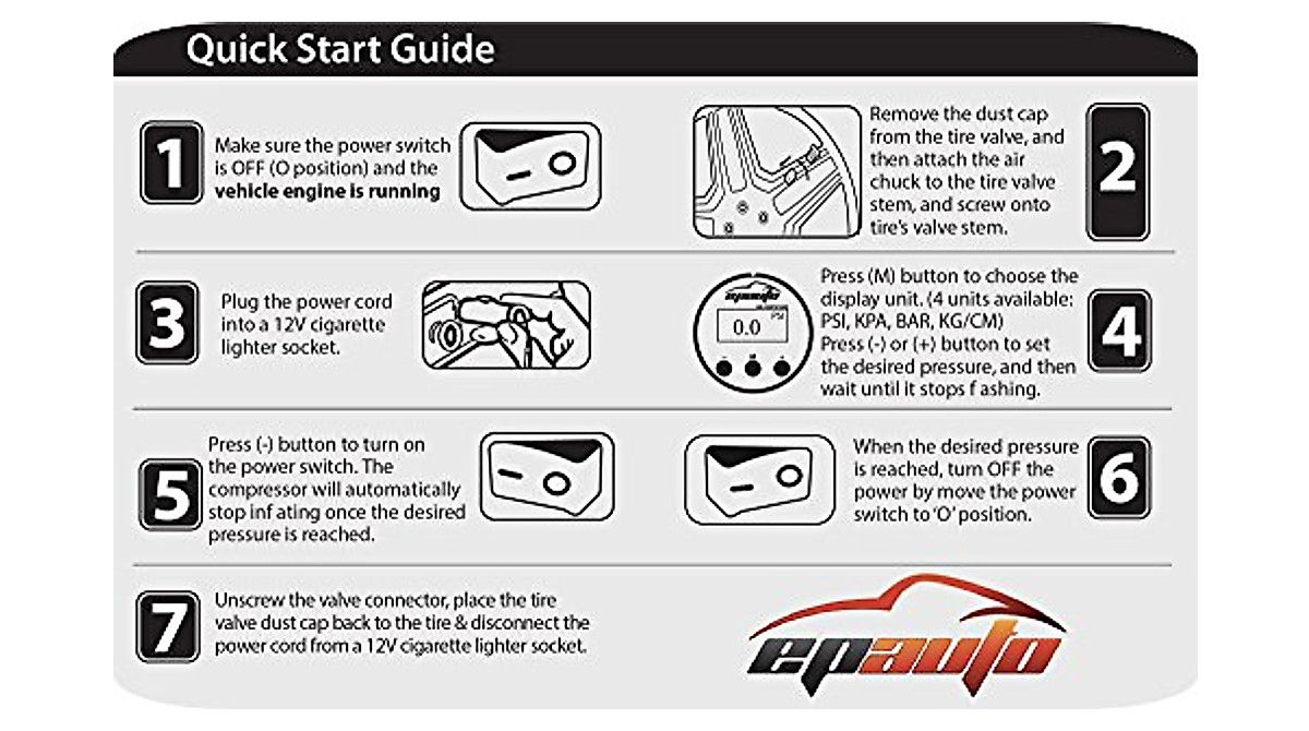 EPAuto 12V Portable Digital Tire Inflator &amp; Air Compressor